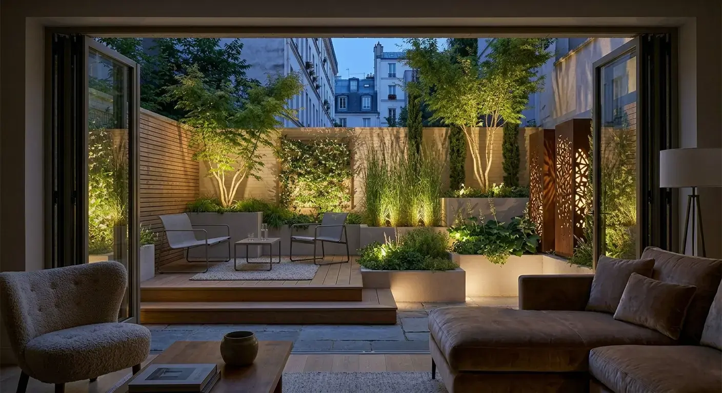 L’éclairage nocturne de petit jardin urbain